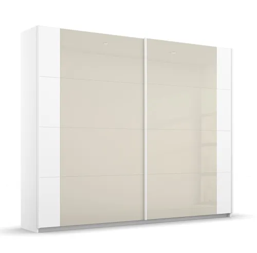 Schwebetürenschrank Artemis | mit Glastüren | alpinweiß / champagner | 226 x 210 x 62 cm