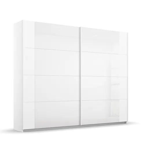 Schwebetürenschrank Artemis | mit Glastüren | alpinweiß / weiß | 226 x 210 x 62 cm