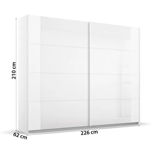 Schwebetürenschrank Artemis | mit Glastüren | alpinweiß / weiß | 226 x 210 x 62 cm