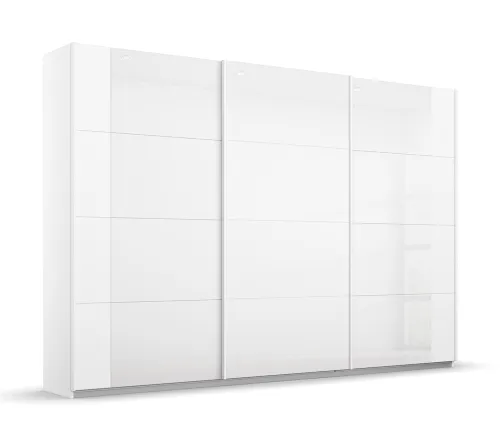Schwebetürenschrank Artemis | mit Glastüren | alpinweiß / weiß | 271 x 210 x 62 cm