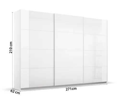 Schwebetürenschrank Artemis | mit Glastüren | alpinweiß / weiß | 271 x 210 x 62 cm
