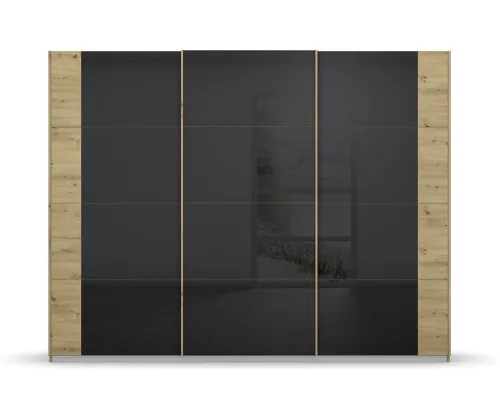 Schwebetürenschrank Artemis | mit Glastüren | Eiche Artisan / basalt grau | verschiedene Größe