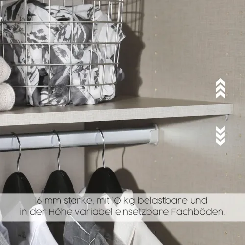 Schwebetürenschrank Elara mit Glas | alpinweiß / weiß | 181 x 210 x 62 cm