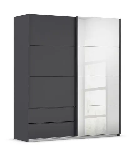 Schwebetürenschrank Elara mit Spiegel | grau metallic | verschiedene Größe