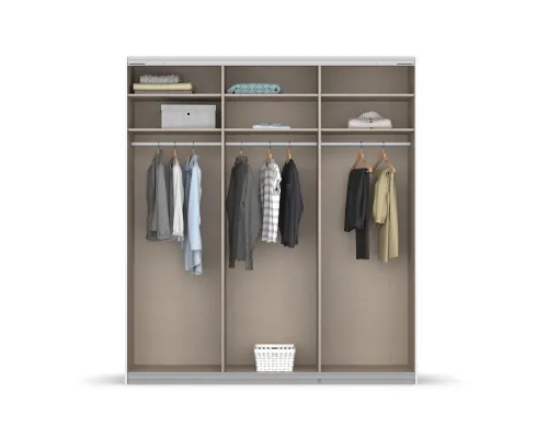Schwebetürenschrank Kulmbach | 3-türig | mit Spiegel & Zubehör | grau metallic | 203x229