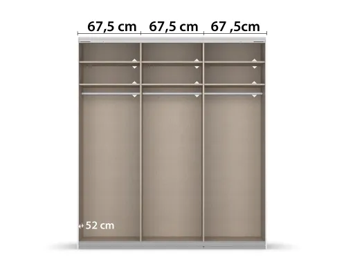 Schwebetürenschrank Kulmbach | 3-türig | mit Spiegel & Zubehör | grau metallic | 203x229