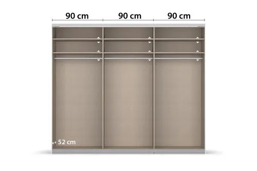Schwebetürenschrank Kulmbach | 3-türig | mit Spiegel & Zubehör | grau metallic | 271x229