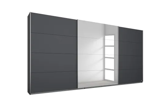 Schwebetürenschrank Kulmbach | 3-türig | mit Spiegel & Zubehör | grau metallic | verschiedene Größen