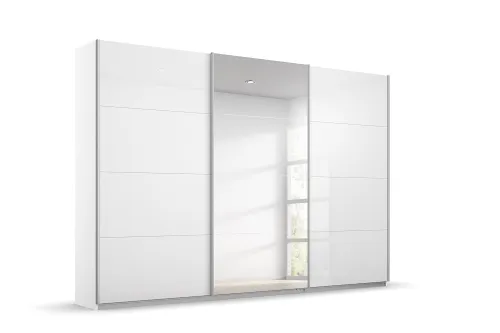 Schwebetürenschrank Kulmbach | 3-türig | mit Spiegel & Zubehör | weiß Hochglanz / alpinweiß | 360x229