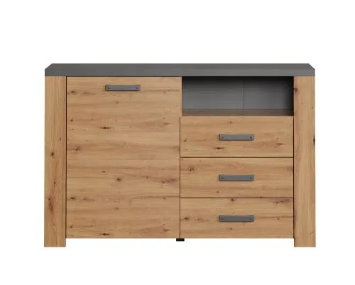 Sideboard Follow mit Schubkästen | Artisan Eiche / Matera grau mit Beleuchtung