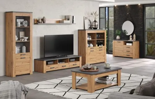 Sideboard Follow mit Schubkästen | Artisan Eiche / Matera grau ohne Beleuchtung
