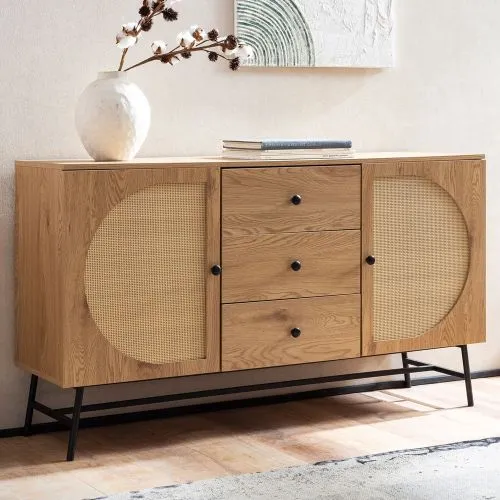 Sideboard French | Geflecht | braun / schwarz