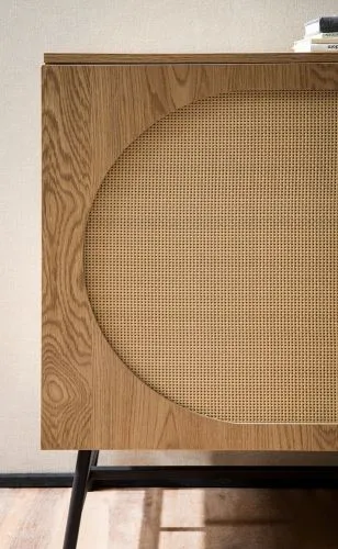 Sideboard French | Geflecht | braun / schwarz