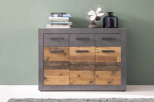 Sideboard Kommode Indy | Old Used Wood / Matera grau | 117x86 cm | Shabby Look