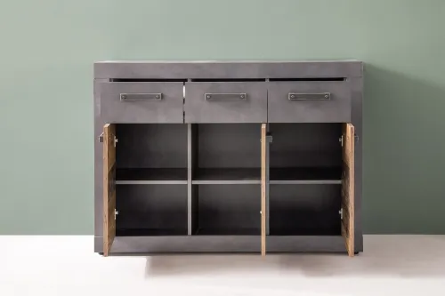 Sideboard Kommode Indy | Old Used Wood / Matera grau | 117x86 cm | Shabby Look