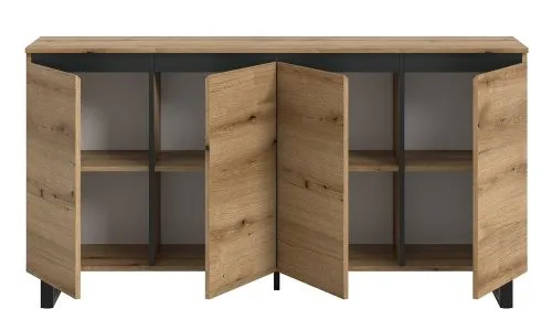 Sideboard Kommode Tomasa 1 | Evoke Oak / schwarz