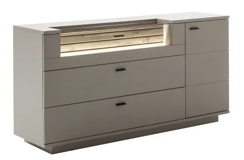 Sideboard Lüttich | Basalt / Wotan Eiche | optional LED Beleuchtung