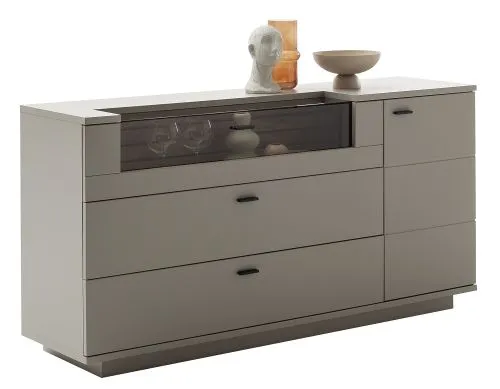 Sideboard Lüttich | Basalt / Wotan Eiche | optional LED Beleuchtung
