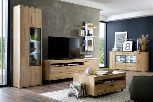 Sideboard Portland | Asteiche Bianco | mit 2-er set LED Band 45 cm