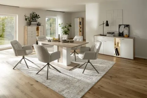 Sideboard Santerno | Soft white / Viking Oak | mit Beleuchtung