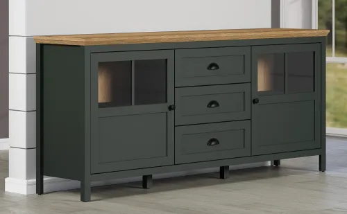 Sideboard Stanton | Tannengrün / Eiche