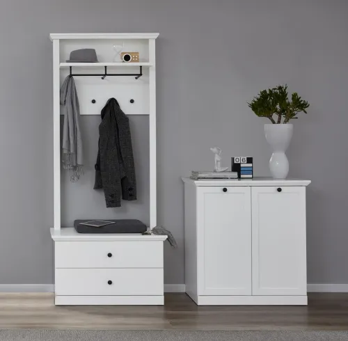 Sitzbank Baxter | Landhausstil | weiß mit Sitzkissen