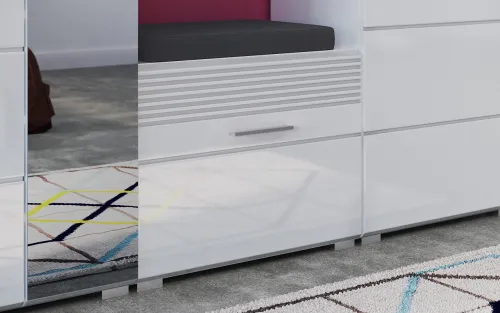 Sitzbank Linus | weiß Hochglanz mit Sitzkissen