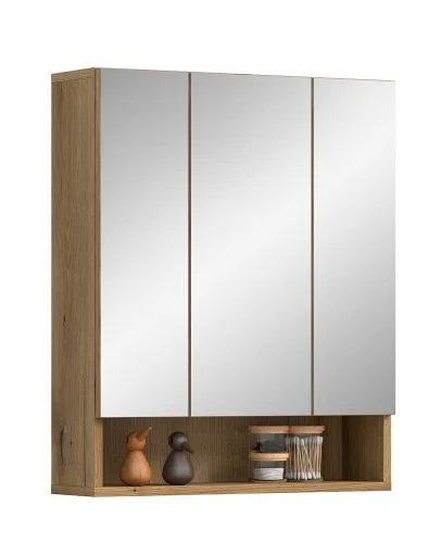 Spiegelschrank Aqua | mit offenem Fach | Evoke Oak mit Beleuchtung