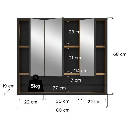 Spiegelschrank Bagno | mit offenem Fach | Artisan Oak