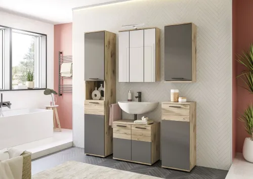 Spiegelschrank Mason | Nox Oak | inkl. LED Beleuchtung