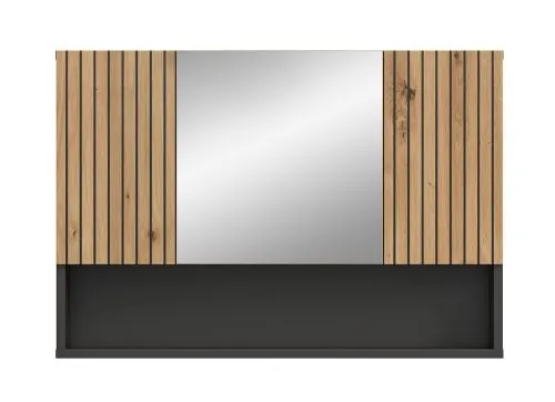 Spiegelschrank Mone | mit offenem Fach | Basalt grau / Artisan Oak | mit Beleuchtung