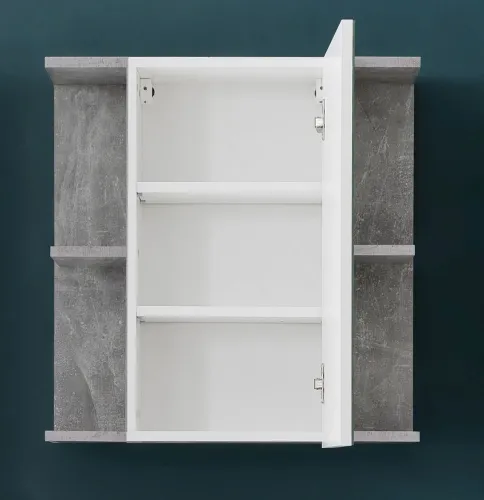 Spiegelschrank Nano | weiß Hochglanz / Beton Stone ohne Aufsatzbeleuchtung