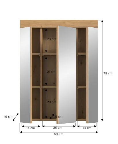 Spiegelschrank Scout | Eiche | optional Beleuchtung