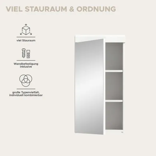 Spiegelschrank Scout | weiß Hochglanz / weiß