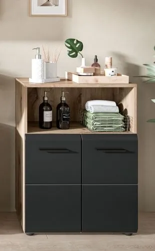 Standschrank breit Ice | Nox Oak / schwarz matt