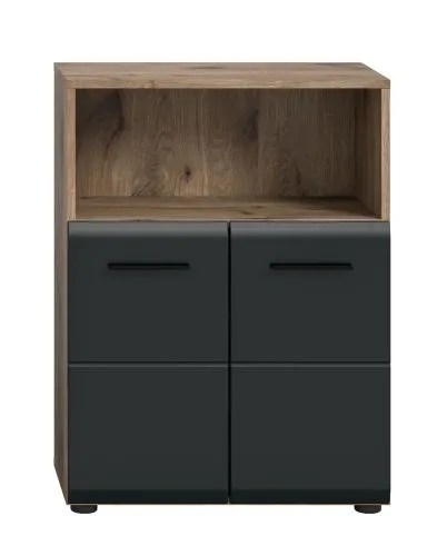 Standschrank breit Ice | Nox Oak / schwarz matt