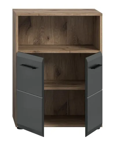 Standschrank breit Ice | Nox Oak / schwarz matt