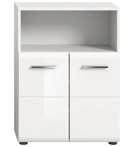 Standschrank breit Ice | weiß / weiß Hochglanz