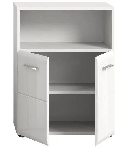 Standschrank breit Ice | weiß / weiß Hochglanz