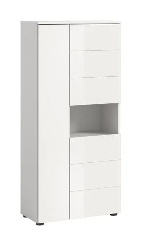 Standschrank breit Vira | weiß / weiß Hochglanz