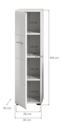 Standschrank Hängeschrank Ice | weiß / weiß Hochglanz