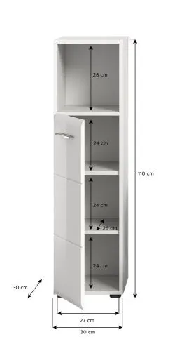 Standschrank hoch Ice | weiß / weiß Hochglanz