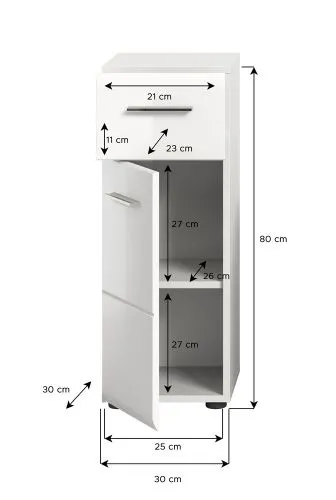 Standschrank klein Ice | weiß / weiß Hochglanz