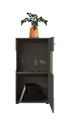Standschrank Kommode Freno | grau matt / Nox Oak | ohne Beleuchtung