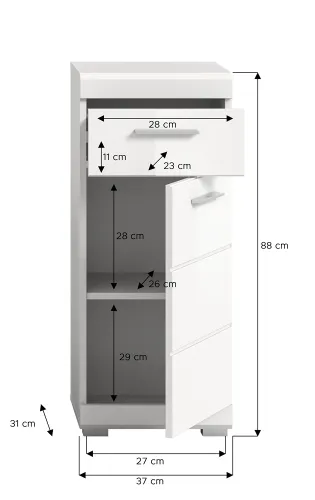 Standschrank Scout | weiß Hochglanz / weiß