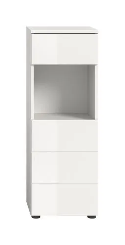 Standschrank Vira klein | weiß / weiß Hochglanz