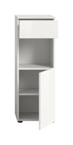 Standschrank Vira klein | weiß / weiß Hochglanz