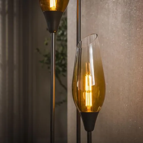 Stehlampe Ambera | 3 Leuchten | Glas | Sienna braun-shaded