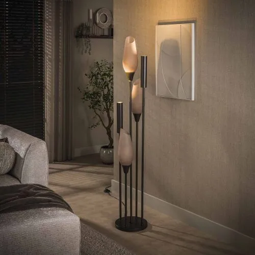 Stehlampe Ambera | 5 Leuchten | Sienna braun-frosted