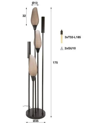 Stehlampe Ambera | 5 Leuchten | Sienna braun-frosted